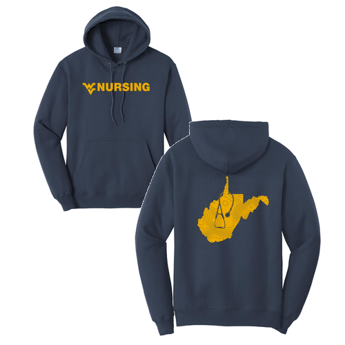 Topographic Map Port and Company Core Fleece Pullover Hooded Sweatshirt -- Navy