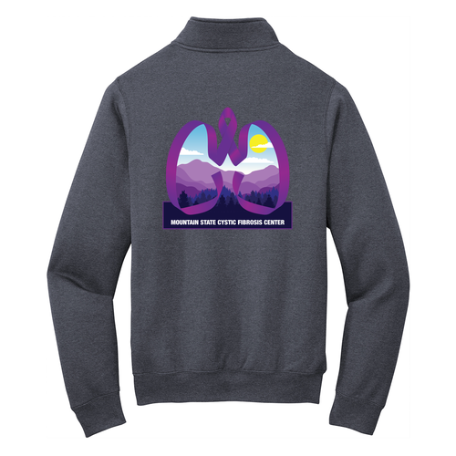 WVU Medicine Port and Company Quarter-Zip Pullover Sweatshirt -- Heather Navy