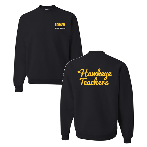 Hawkeye Teacher Jerzees 8 Oz., 50/50 Nublend Fleece Crew -- Black