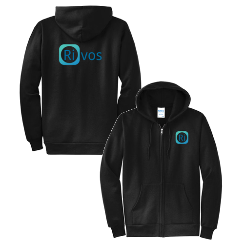 [HIDE] Port and Company Classic Full Zip Hooded Sweatshirt -- Jet Black