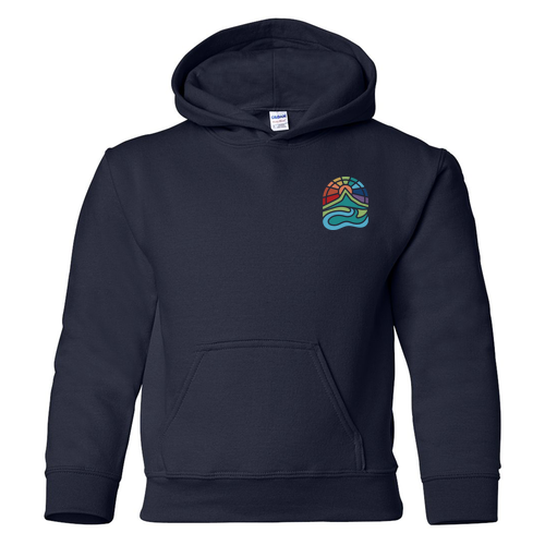 Gildan Heavy Blend Youth Hooded Sweatshirt Front & Back -- Navy