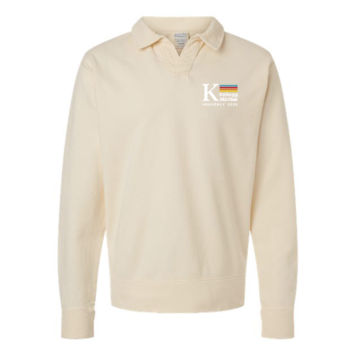 Hanes Garment-Dyed Polo Collar Sweatshirt -- Parchment