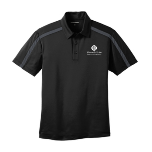 Port Authority Silk Touch Performance Colorblock Stripe Polo -- Black / Steel Grey