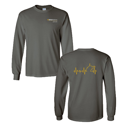 Screen Printed Gildan Heavy Cotton Longsleeve Basic T-Shirt -- Charcoal