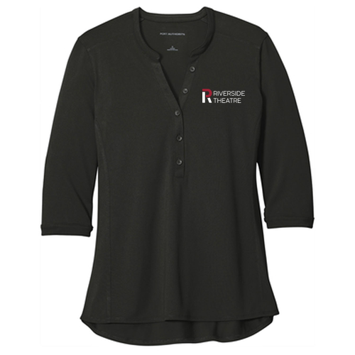 Port Authority Ladies UV Choice Pique Henley -- Black