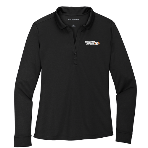 Port Authority Ladies Silk Touch Performance Long Sleeve Polo -- Black