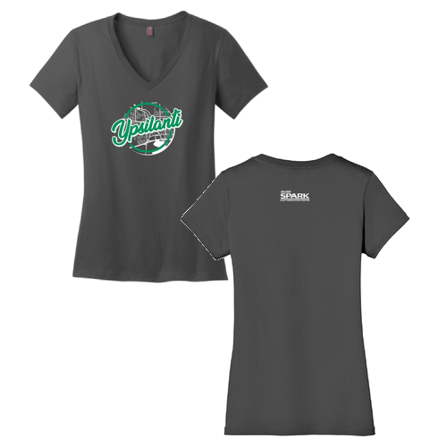 Ladies District Made Soft Perfect Weight V-Neck Tee -- Charcoal