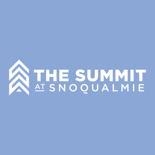 The Summit at Snoqualmie Logo 2 White Ink -- Longsleeve Carolina Blue