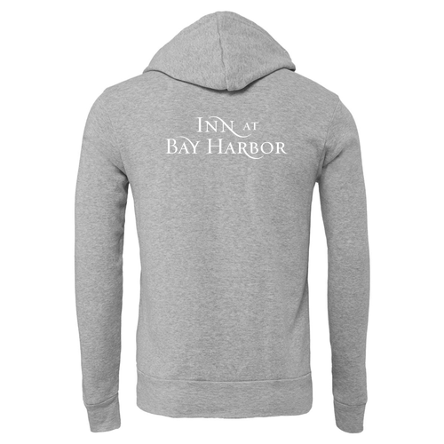 Inn at Bay Harbor 1 color White left chest/back Pullover Hooded Sweatshirt -- Athletic Heather