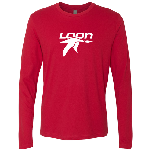 Loon Logo 1 White Ink -- Long Sleeve Red
