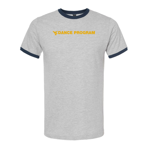 Tultex Unisex Fine Jersey Ringer T-Shirt -- Heather Grey / Navy