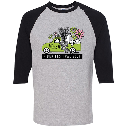 Gildan Heavy Cotton Adult 3/4 Sleeve Raglan Tee -- Sport Grey / Black