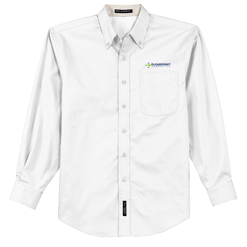 Port Authority Easy Care Long Sleeve Shirt -- White / Light Stone