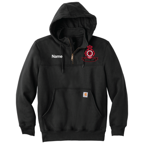 Black Carhartt Rain Defender Paxton Heavyweight Hooded Zip Mock Sweatshirt