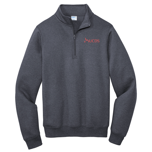 Coral Print Port and Company Core Fleece Quarter-Zip Pullover Sweatshirt -- Heather Navy