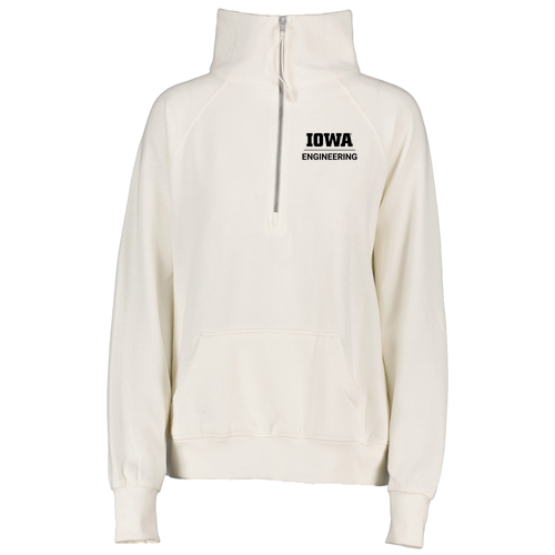 Enza Ladies Boxy Half Zip Fleece -- Bleached Linen