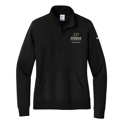 Nike Ladies Club Fleece Sleeve Swoosh 1/2 Zip -- Black