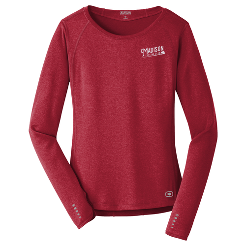 OGIO Endurance Ladies Long Sleeve Pulse Crew -- Ripped Red