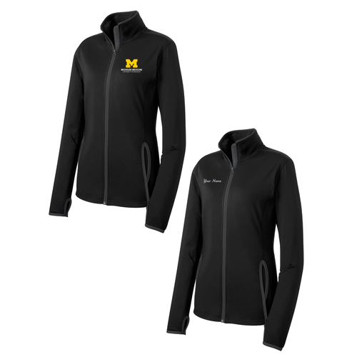 Ladies Sport-Tek Sport Wick Stretch Contrast Full Zip Jacket -- Black / Charcoal Grey