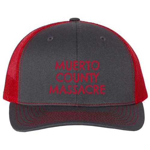 Richardson Snapback Trucker Embroidered Cap -- Charcoal / Red
