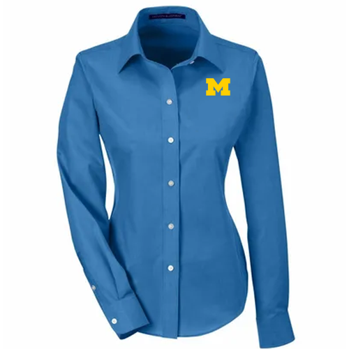 Ladies Devon & Jones Crown Collection Solid Oxford -- French Blue