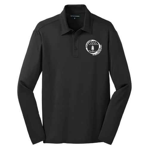 Port Authority Silk Touch Performance Long Sleeve Polo -- Black