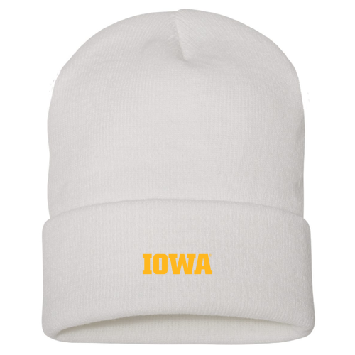 Yupoong Knit Hat with Cuff -- White