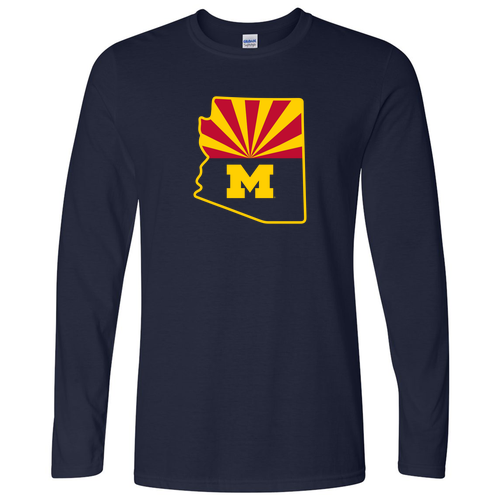 Gildan Softstyle Fitted Longsleeve T Shirt -- Navy, State Flag