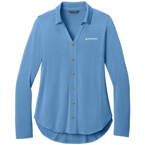 Women's Port Authority Luxe Knit Button Tunic -- Carolina Blue