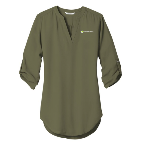 Women's Port Authority 3/4-Sleeve Tunic Blouse -- Deep Olive