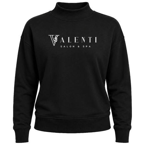 J America Ladies Dream Fleece Mock Neck Crew -- Black