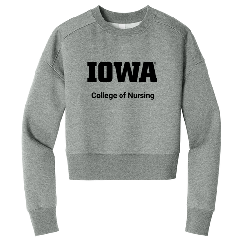 District Women's Perfect Weight Fleece Cropped Crew -- Heathered Steel