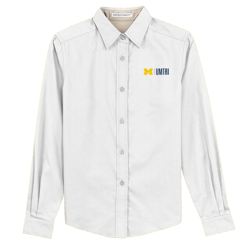 Port Authority Ladies Easy Care Long Sleeve Shirt -- White / Light Stone