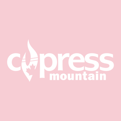 Cypress Mountain Logo 2 White Ink -- Short Sleeve Light Pink