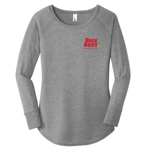 District Made Ladies Perfect Tri Long Sleeve Tunic -- Grey Frost