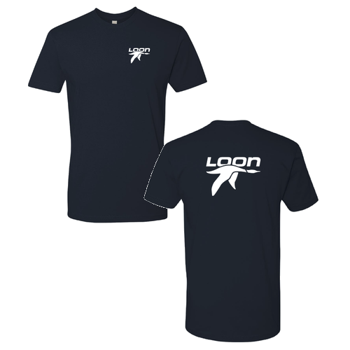 Loon Logo 2 White Ink -- Short Sleeve Midnight Navy