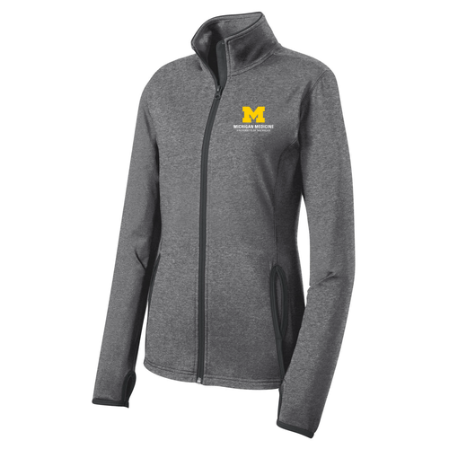 Ladies Sport-Tek Sport Wick Stretch Contrast Full Zip Jacket -- Charcoal Grey Heather / Charcoal Grey