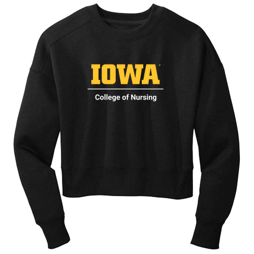 District Women's Perfect Weight Fleece Cropped Crew -- Jet Black