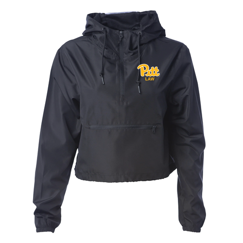 Independent Trading Co. Womens Lightweight Pullover Crop Windbreaker -- Black