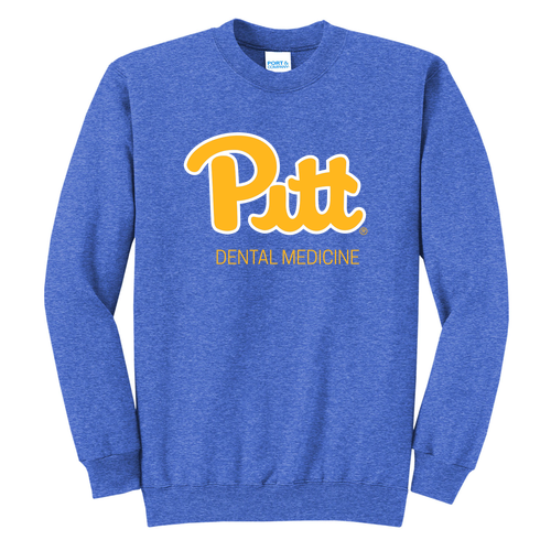 White/Gold Script Crewneck Sweatshirt -- Heather Royal