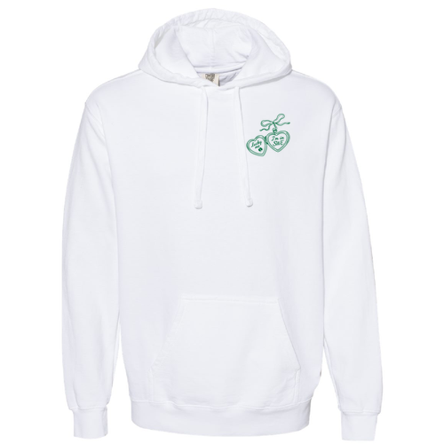 Comfort Colors Unisex Garment-Dyed Hooded Sweatshirt -- White Locket Design
