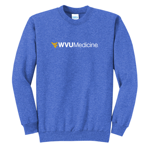 Screen Printed Port and Company Classic Crewneck Sweatshirt -- Heather Royal