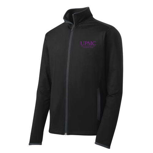 Sport-Tek Sport Wick Stretch Contrast Full Zip Jacket -- Black / Charcoal Grey