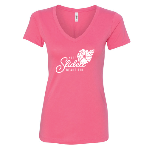 Next Level Ladies Ideal V-Neck Tee -- Hot Pink