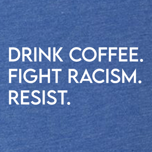 Mens/Unisex Next Level Soft Fitted Triblend Tee -- Vintage Royal, Drink Coffee