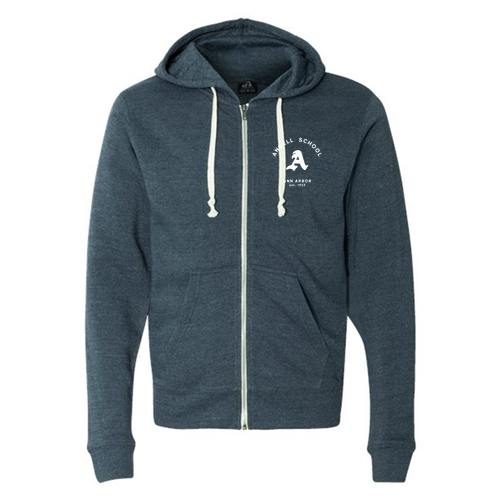 Adult Triblend Hooded Full Zip Sweatshirt -- Navy TriBlend