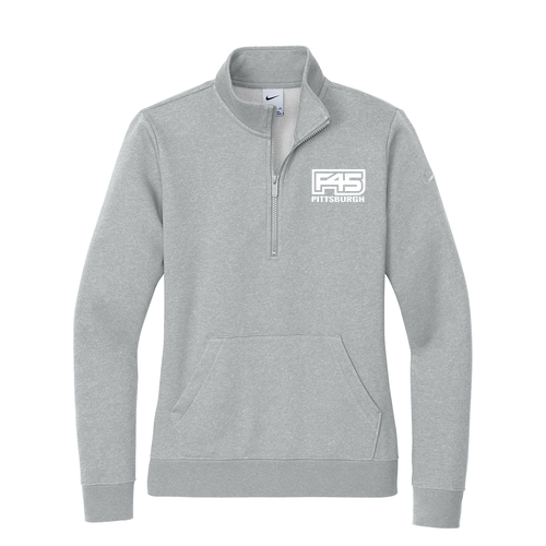 Nike Ladies Club Fleece Sleeve Swoosh 1/2 Zip -- Dark Grey Heather