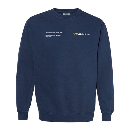 Embroidered Comfort Colors Unisex Garment-Dyed Crewneck Sweatshirt -- True Navy