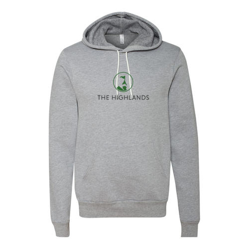 The Highlands Logo 1 Green Ink -- Pullover Hooded Sweatshirt Athletic Heather