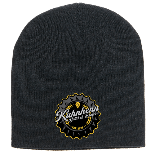 Embroidered Yupoong Acrylic Knit Hat -- Black